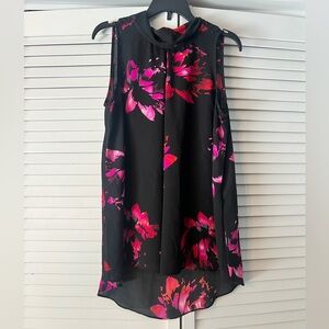 Catherine Malandrino Black & Pink Floral Sleeveless Blouse